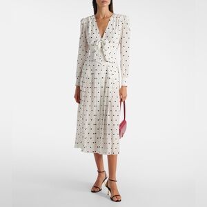Ivory Polka Dot Tie-Front Midi Dress